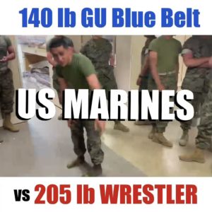 US Marines: 140 lb Blue Belt vs 205 lb Wrestler (On Concrete!)