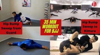 35 Min BJJ Workout, Hip Bump Sweep & Kimura | Cobrinha BJJ