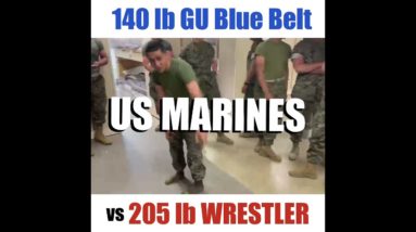 US Marines: 140 lb Blue Belt vs 205 lb Wrestler (On Concrete!)