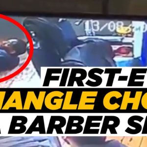 BJJ in Street Fight! (First-Ever Triangle Choke In a Barber Shop)